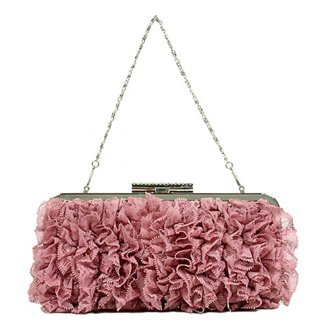 Evening Bag -  Ruffled &ndash; Pink &ndash; BG-7447PK